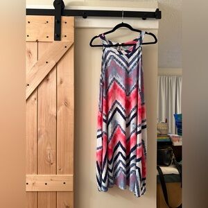 Chevron/Tie Dyed Patterned Halter Dress - 2XL